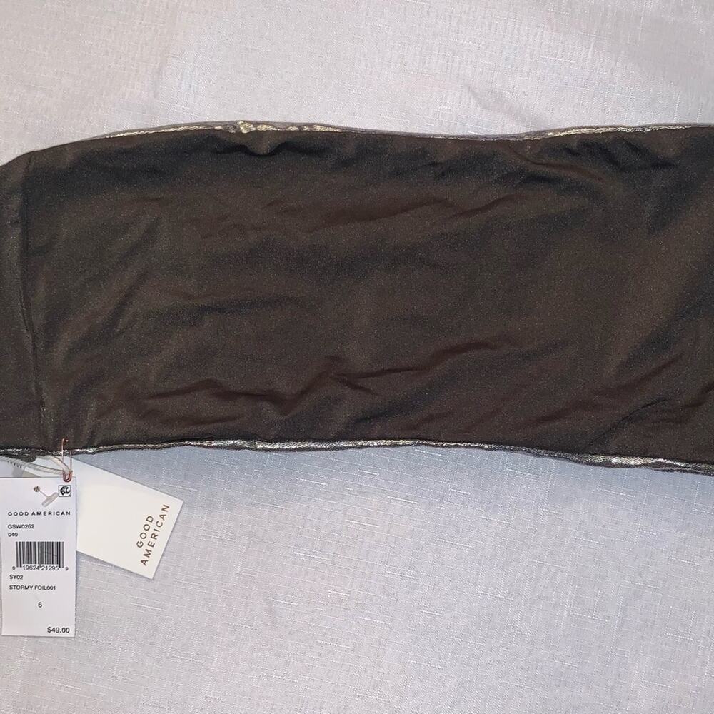 GOOD AMERICAN SWIM Bandeau‎ Top. Stormy Foil. 3X - Picture 7 of 14
